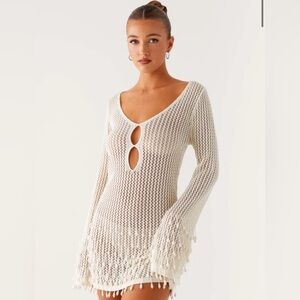 Peppermayo Majestic Beaded Crochet Mini Dress